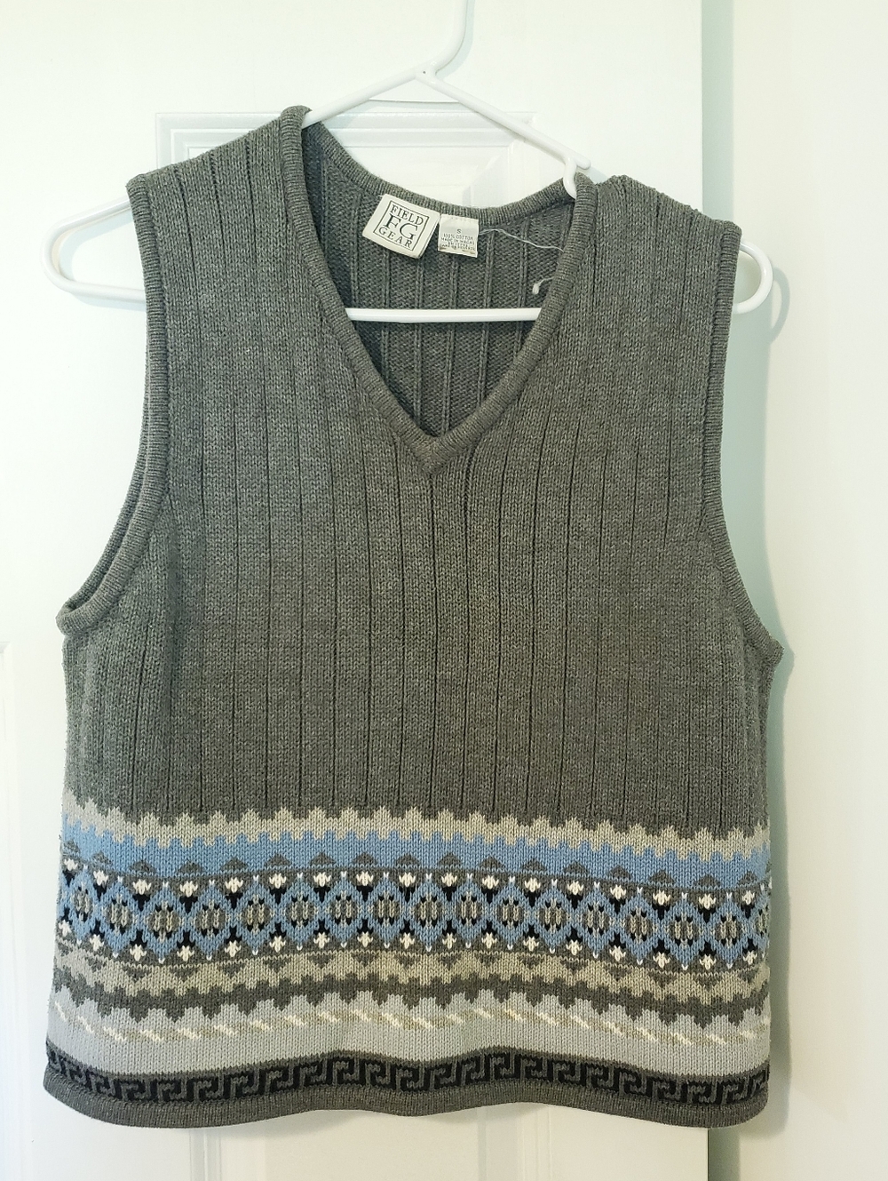 100% Cotton Field Gear Vest Gray White & Blue